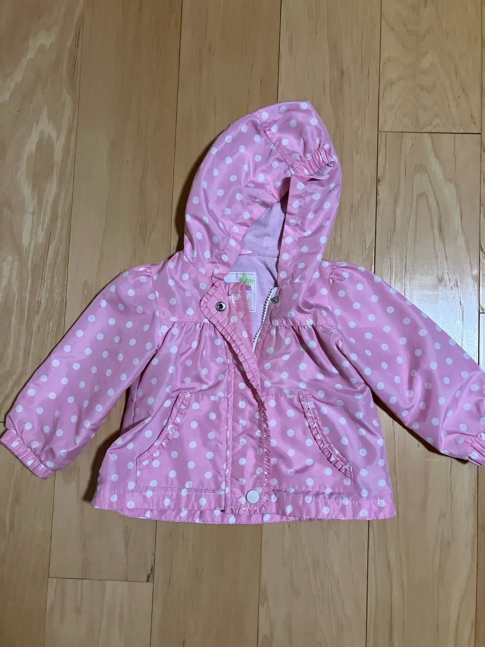 OshKosh B'gosh Pink Polka Dot Hooded Raincoat size 12 months